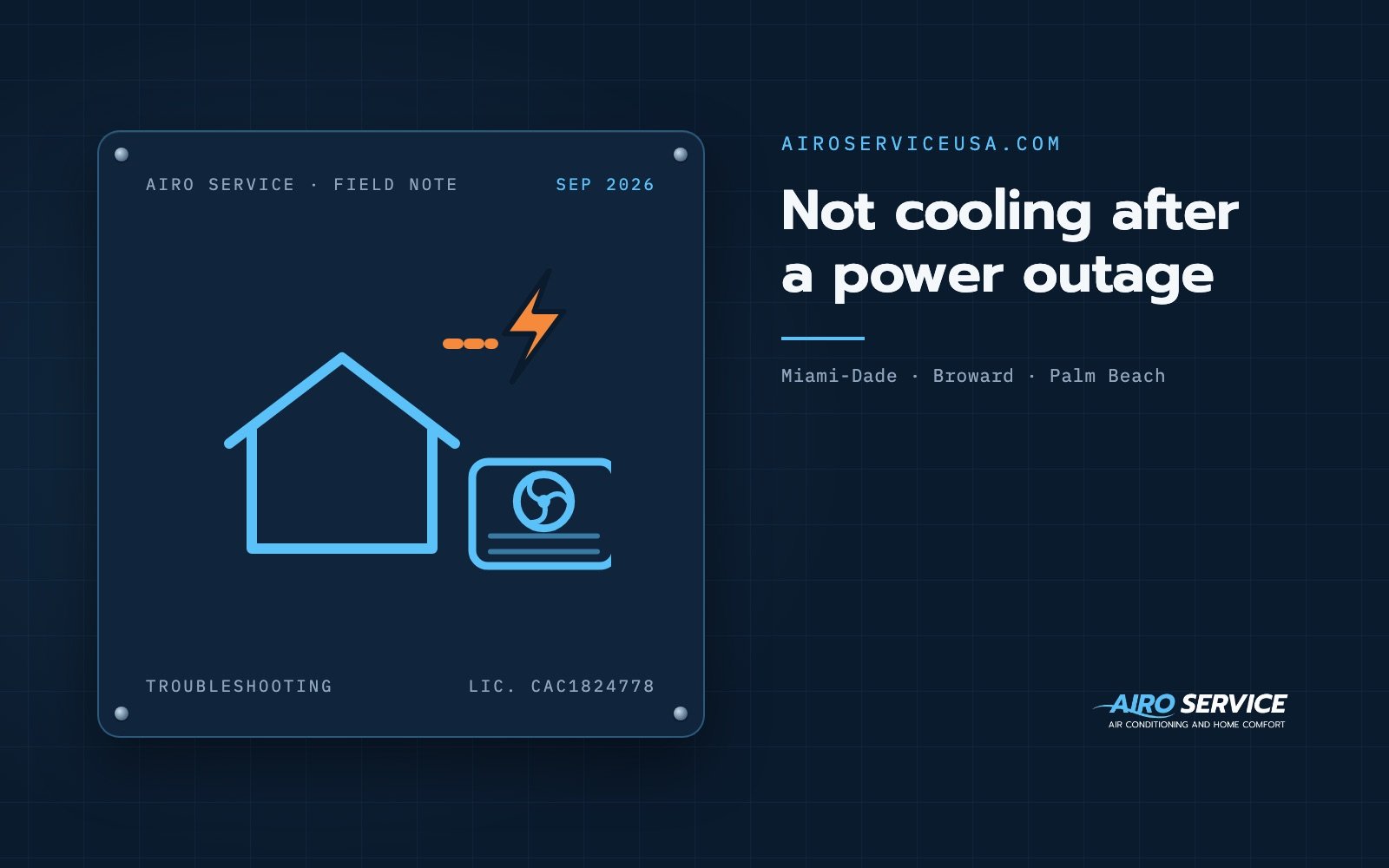 Not cooling after a power outage — Airo Service field note
