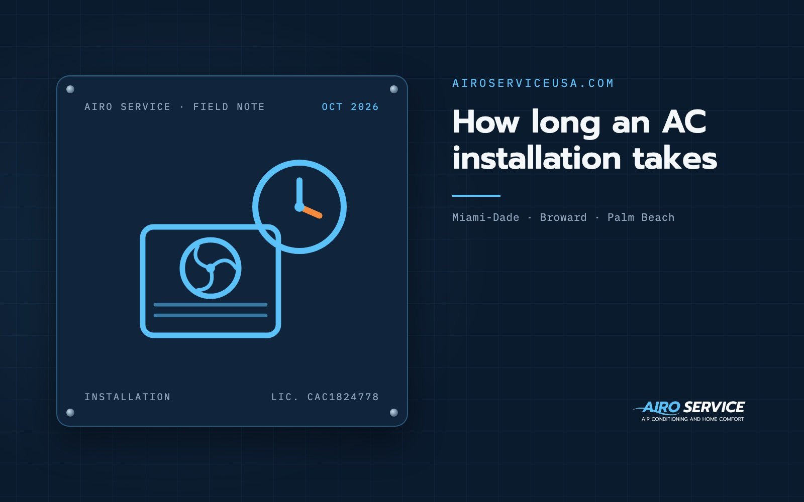 How long an AC installation takes — Airo Service field note