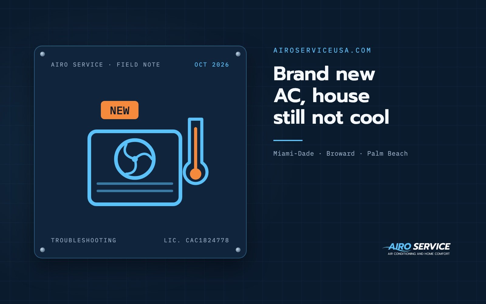 Brand new AC, house still not cool — Airo Service field note